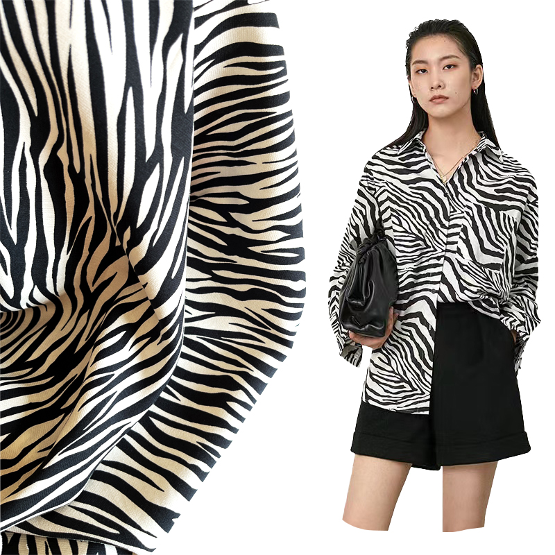 56 Rayon 44 Viskose-Satin Animal-Print Stoff mit Zebra-Tierprint