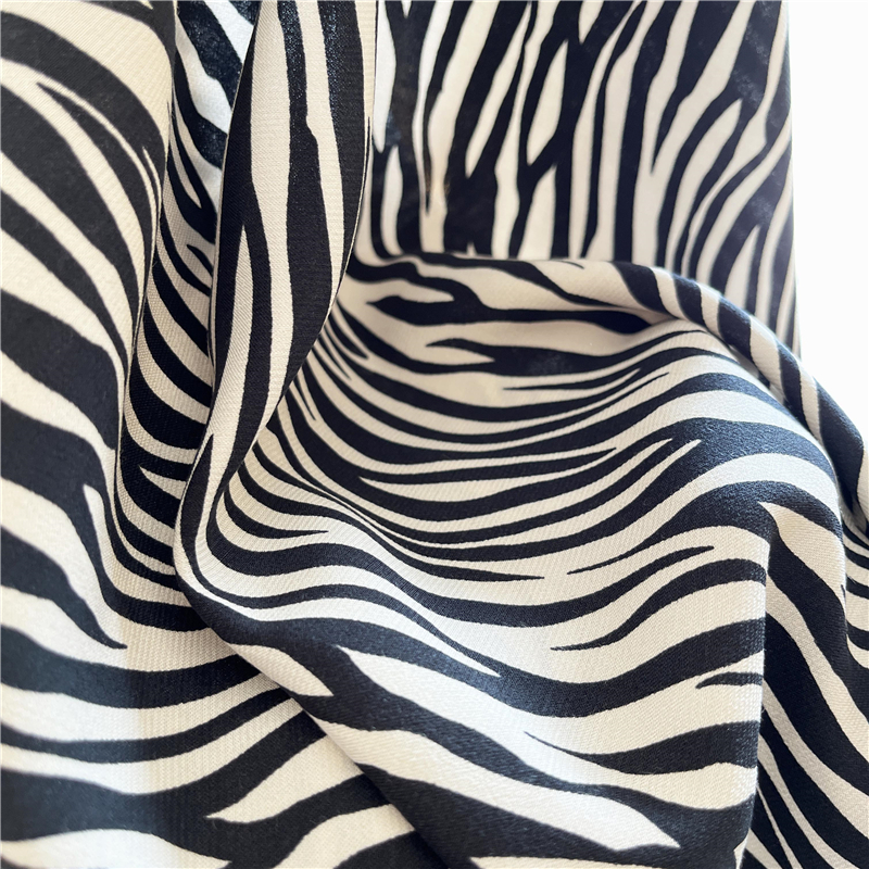 56 Rayon 44 Viskose-Satin Animal-Print Stoff mit Zebra-Tierprint